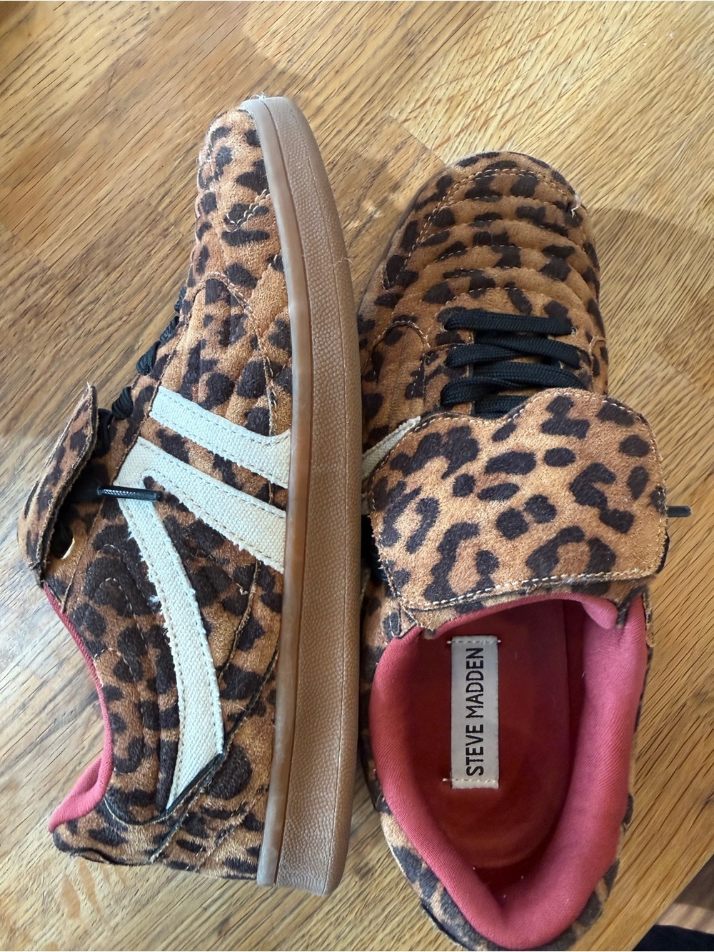 Steve Madden Leopard-Print Low Tops with White Stripes